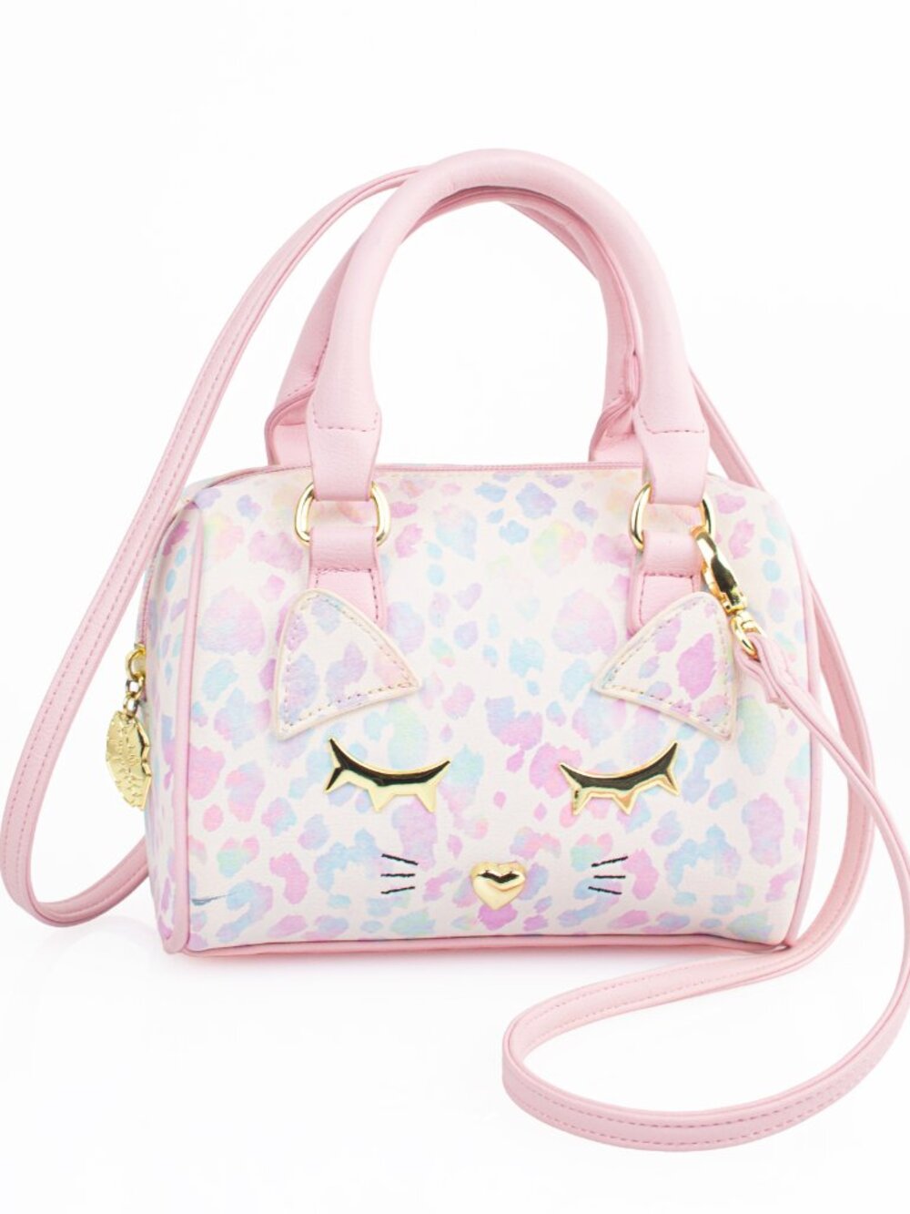 Luv Betsey by Betsey Johnson Pastel Leopard Kitty Cat Mini Satchel Crossbody Bag